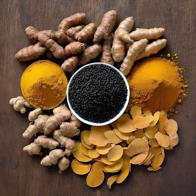 turmeric ginger, black paper